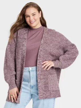 a new day Purple Open Knit Cardigan L